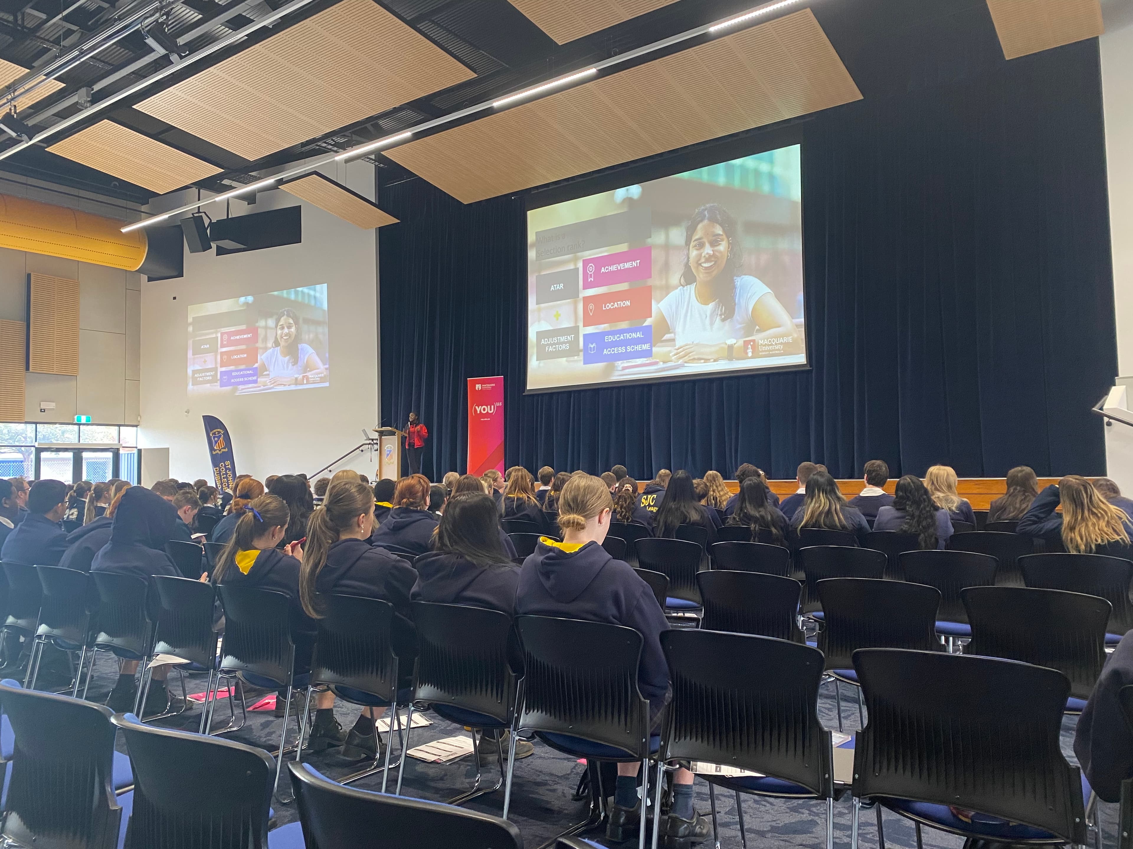 Students listening during an academic support presentation