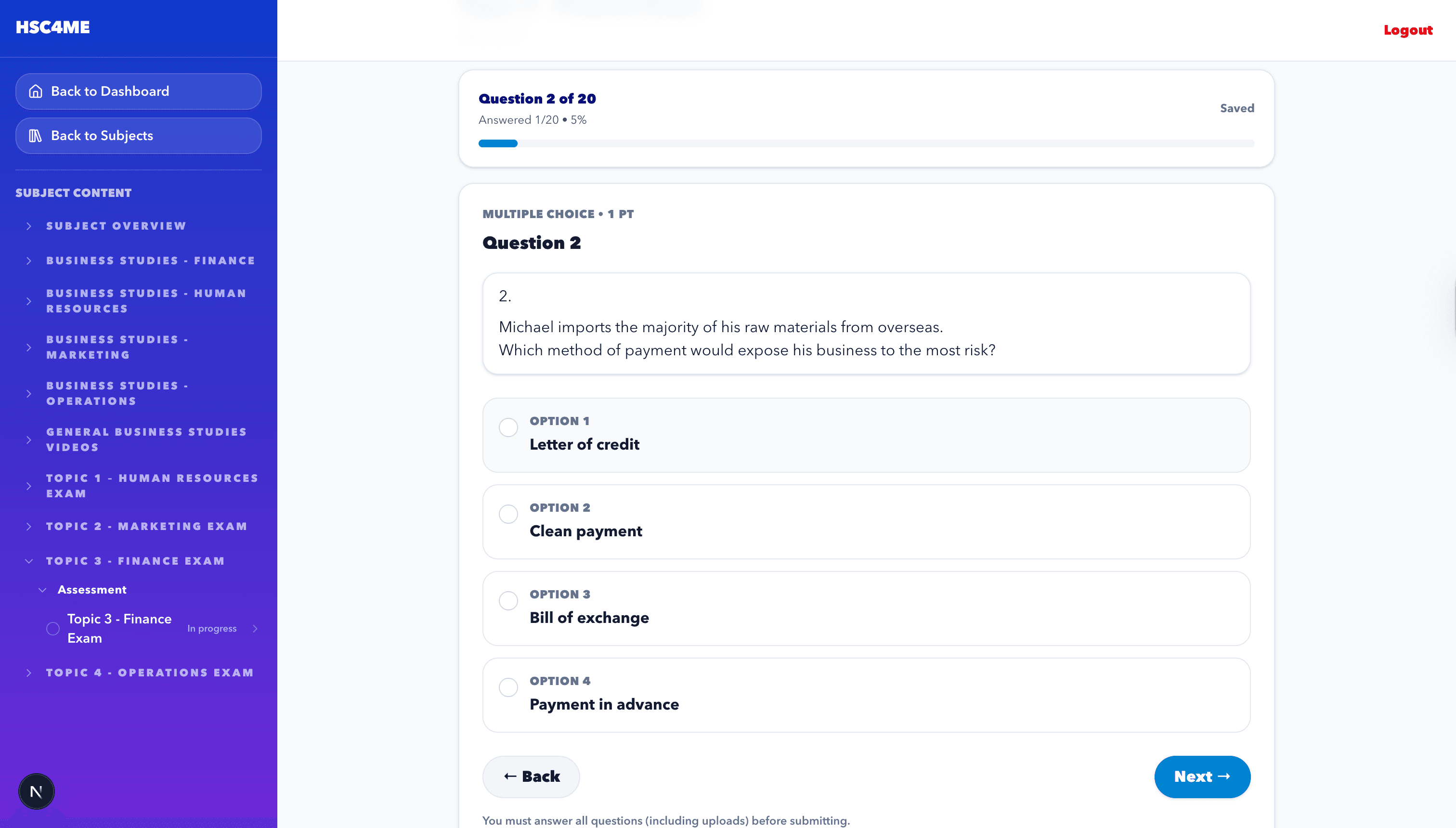 HSC4Me app dashboard preview